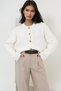 Ecru Crew Neck Soft Textured Knitwear Cardigan Alc-X14855 - 4