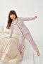 Pudra Yumuşak Dokulu Kız Çocuk Baskılı Örme Pijama Takım TKDAW25AU00126 - 2