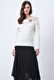 Women's Ecru Madonna Collar Drape and Accessory Detailed Blouse Alc-X14721 - 7