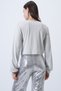 Women's Silvery Gray V-Neck Ruffled Silvery Knitted Blouse Alc-X14723 - 6