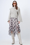 Women's Stone Grey Crew Neck Self Wrap Detail Wide Cut Design Blouse Alc-X14420 - 2