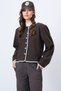Women's Brown Crew Neck Embroidery Detailed Knitwear Cardigan Alc-X14706 - 4
