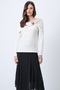 Women's Ecru Madonna Collar Drape and Accessory Detailed Blouse Alc-X14721 - 5