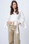 Women's White Double-Breasted Tie Detail Flared Sleeve Crop Blouse Alc-X14718 - 4