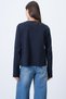 Women's Dark Navy Blue V-Neck Brooch Detailed Ottoban Cardigan Alc-X14717 - 6
