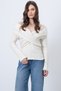 Women's Cream Madonna Collar Cross Detailed Knitted Blouse Alc-X14729 - 4