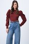 Tile Pattern Crew Neck Low-Cut Princess Sleeve Knitwear Blouse Alc-X13069 - 6