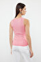 Pembe Düz Kare Yaka Askılı Büzgülü Fitted/Vücuda Oturan Esnek Örme Bluz TWOSS24BZ00400 - 5