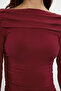 Bordo Kayık Yaka Drapeli Vücuda Oturan Esnek Örme Bluz TWOAW25BZ00109 - 4