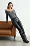 Siyah Suni Deri Flare Bootcut Pantolon TWOAW26PL00069 - 2