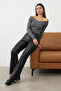 Siyah Suni Deri Flare Bootcut Pantolon TWOAW26PL00069