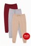 Men's 3-Pack Beige-Grey-Burgundy Regular Fit Lace-Up Waist Jogger Pants with Pockets and Elastic Cuffs