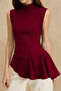Bordo Asimetrik Godeli Dik Yaka Dokuma Bluz TWOSS26BZ00085 - 7