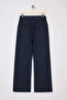 Dark Blue 100% Cotton Stoned Long Length High Waist Raw Wide Leg Jeans Twoss26Je00072 - 9