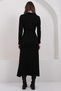 Women's Black V-Neck Drape Detailed Knitwear Dress Alc-X14976 - 7
