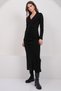 Women's Black V-Neck Drape Detailed Knitwear Dress Alc-X14976 - 3