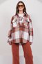 Women's Brown Leather Back Tassel Pocket Lumberjack Shirt Jacket Alc-X14995 - 3