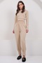 Women's Beige Hooded Crop Sweatshirt and Stitching Detailed Trousers Set Alc-X14938 - 3