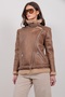 Women's Brown Fur Lined Faux Leather Jacket Alc-X14971 - 4