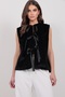 Women's Black Ribbon Tie Sleeveless Soft Vest Alc-X14991