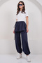 Women's Navy Blue Elastic Waist Design Trousers with Detachable Skirt Alc-X14914 - 7