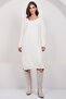 Women's Ecru V-Neck Midi Length Knitwear Dress Alc-X14973