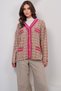 Women's Fuchsia Pocket Detailed Tweed Ribbed Unlined Jacket Alc-X14979