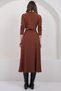Women's Bitter Brown Crew Neck Cropped Blouse and Maxi Skirt Set Alc-X15015 - 6