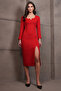 Women's Red Square Neck Backless Maxi Length Slit Dress Alc-X15003