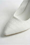 Special Series White Croco Design Pointed Toe Stiletto Heeled Shoes - 6