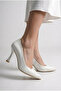 Special Series White Croco Design Pointed Toe Stiletto Heeled Shoes - 3