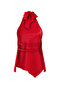 Kırmızı Asimetrik Kesim Halter Yaka Saten Bluz TPRSS26BZ00019 - 6