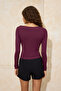 Plum Fitted/Fitted to the Body V-Neck Long-Sleeved Stretch Knitted Blouse Twoss26Bz00244 - 4