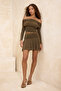 Khaki Short/Super Mini Glitter Knitted Lined Party Shorts Skirt Tprss26Et00002 - 2