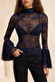 Lacivert Dantel Boho Party Bluz TPRSS26BZ00006 - 3