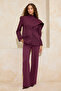 Burgundy Shawl Collar Regular/Normal Fit Woven Lined Padded Shoulders Blazer Jacket TWOSS26BC00010