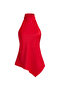 Kırmızı Asimetrik Kesim Halter Yaka Saten Bluz TPRSS26BZ00019 - 5
