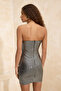 Gümüş Straplez Bodycone/Vücudu Saran Kısa / Mini Elbise TPRSS26EL00033 - 4