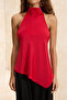 Kırmızı Asimetrik Kesim Halter Yaka Saten Bluz TPRSS26BZ00019 - 3