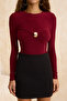 Bordo Aksesuar Detaylı Büzgülü Alttan Çıtçıtlı Party Body TPRSS26BD00006 - 3