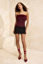Black Fur Detailed Strapless Party Blouse Tprss26Bz00011 - 2