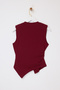 Bordo Fitted/Vücuda Oturan Kolsuz Asimetrik Pamuklu Esnek Örme Bluz TWOSS26BZ00081 - 6