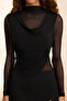 Black Tulle Cowl Neck Snap-Button Party Bodysuit TPRSS26BD00002 - 3