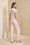 Pembe %100 Pamuklu Çiçekli Kurdele/Fiyonklu Fitilli/Pointel Örme Pijama Takımı THMSS26PT00010 - 5