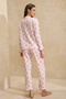Pembe Çiçekli Fırfır ve Baby Overloklu Bürümcük Dokulu Örme Pijama Takımı THMSS26PT00017 - 4