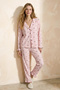 Pembe Çiçekli Fırfır ve Baby Overloklu Bürümcük Dokulu Örme Pijama Takımı THMSS26PT00017 - 2