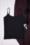 Black 3-Piece Cotton Blend Lycra Tied Ribbon Patterned Knitted Pajamas Set Thmss26Pt00064 - 6