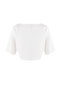 Ekru Relaxed Kayık Yaka Yarasa Kol Truvakar Crop Soft Touch Örme Bluz TWOSS26BZ00059 - 6