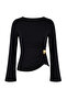 Siyah Fitted/Vücuda Oturan Kayık Yaka Aksesuar Detaylı Yumuşak Örme Bluz TWOSS26BZ00221 - 5