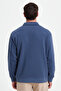 Men's relaxed fit comfortable cotton 3-thread zip-up polo collar dark blue sweatshirt - 6